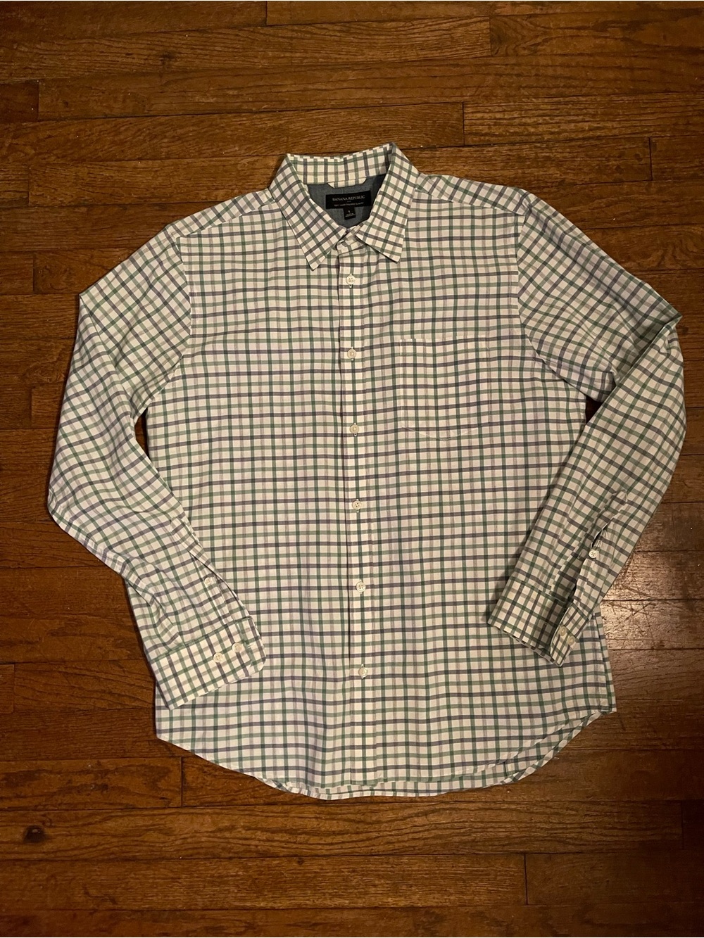 Banana Republic Non Iron Tailored Slim Fit Mens Long Sleeve Dress Shirt - Plaid
